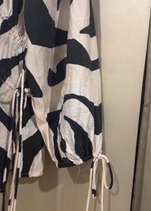 Unique Zebra Print Tie-Neck Blouse