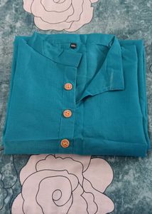 Teal Blue Mandarin Neck Kurta Xxl size