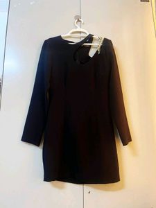 ZARA Chic Black Mini Dress with Chain Detail
