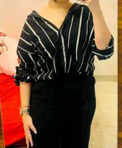 Chic Striped Button-Up Blouse