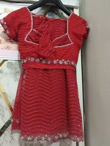 Stunning Red gand stone work saree with blause net