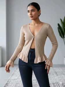 Sparkly Ruffle Trim Cardigan