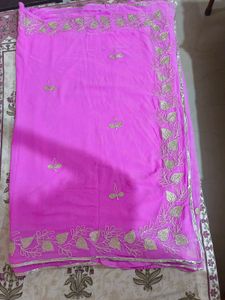 Pink Embroidered Saree