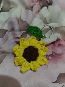 Crocheted Sunflower Keychain