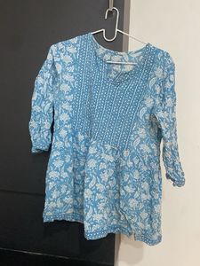 Blue Floral Print Kurta for Women
