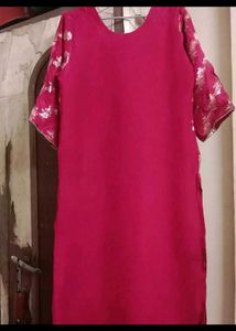 Vibrant Pink Kurta with Silver Embellishments
