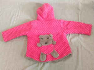 Cute Red Teddy Bear Hooded Reversible Jacket