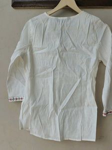 White Embroidered Kurti Top