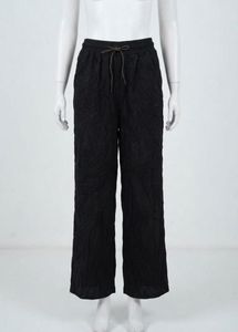 Crinkled Wide-Leg Pants with Drawstring