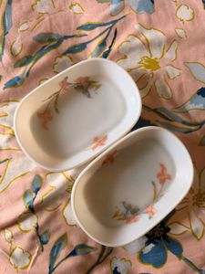 Set of 2 Floral Design Dishes