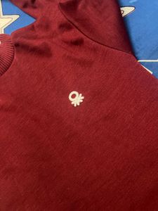 Maroon mens  Long Sleeve Top with Logo