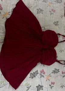 Maroon Bow Detail Dress
