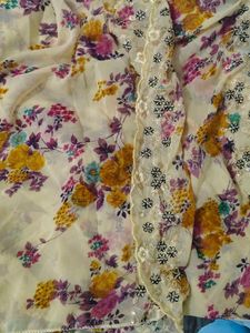 embroidered cream colour salvar suit