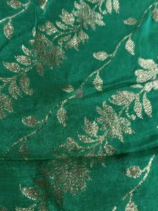 Elegant Green Saree with Gold Floral Print