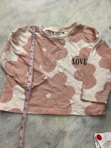 Zara "LOVE" Floral Print Long Sleeve Top