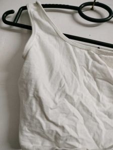 White One-Shoulder Ribbed Tank Top