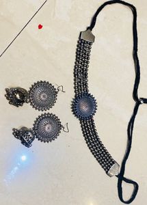 Oxidised Silver Necklace, Earrings &amp; Ring Set