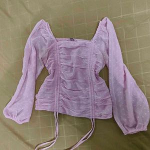 Baby Pink Ruched Crop Top