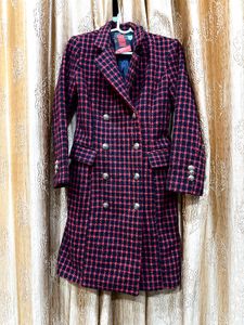 Red &amp; Black Plaid Trench korean coat🎓🦋
