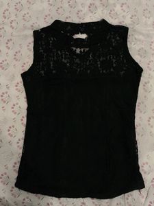 Black Net Sleeveless Top