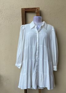 combo White Shirt Dress w/ Denim Top &amp; Jacket