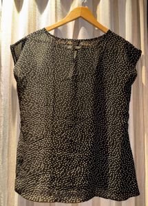 Chic Black Polka Dot sheer Blouse