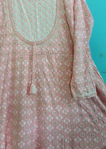 Beautiful Pink Printed Kurta with Embellishments