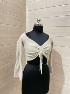 korean y2k style fur top