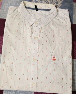 Men's White Printed Casual Shirt