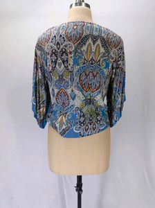 Boho Paisley Tie-Front Blouse