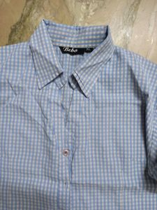 Bebo Blue Poly Cotton Button-Up Shirt
