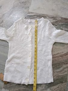 Girls White Cardigan &amp; Jeans Set