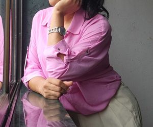 Flemingo Pink Oversized Button-Up Shirt