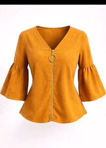 y2k Mustard Bell Sleeve Top