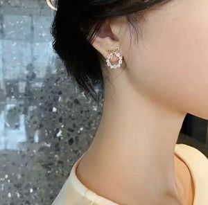 Pearl &amp; Crystal Bow Earrings