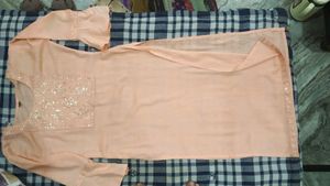 Peach Colour Cotton Kurta