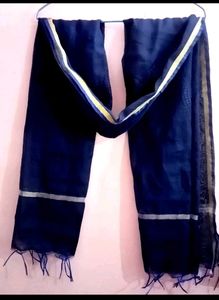 Green Striped Kurta Set with Navy Dupatta
