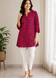 Vibrant Pink Animal Print Tunic Top