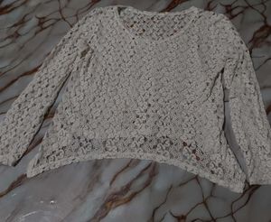 Cream Lace Long Sleeve Top