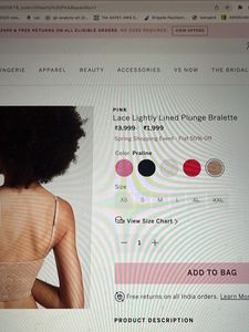 VS PINK LACE LIGHTLY LINED PLUNGE BRALETTE