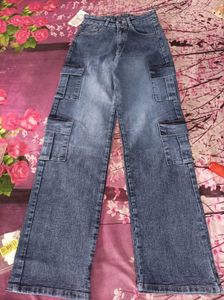 Women's Blue Cargo Jeans
