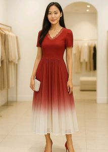 Elegant Red Midi Dress