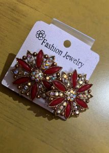 Red Floral Earrings