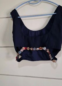 Embroidered Navy Blue Blouse