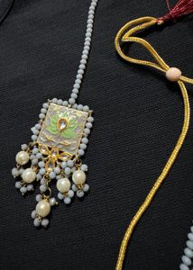 Gold Plated Gray Moti With Minakari Jewellery Set