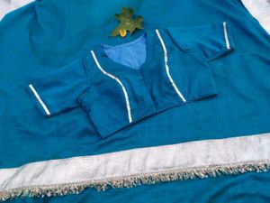 Teal Saree With Blouse