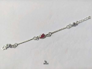 Pure Silver Rakhi with Pink Charm