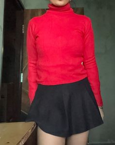 Chic Red Turtleneck Top