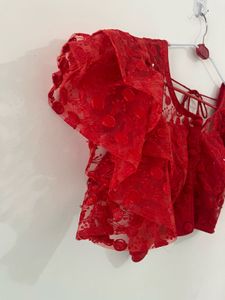 Stunning Red Embroidered Blouse