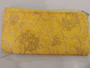 Peacock Print &amp; Embroidered Pouches (Set of 2)